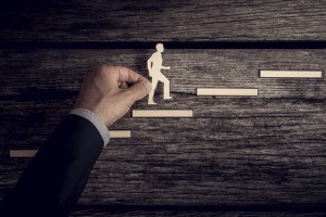 Retro,Style,Image,Of,A,Successful,Businessman,Climbing,The,Corporate